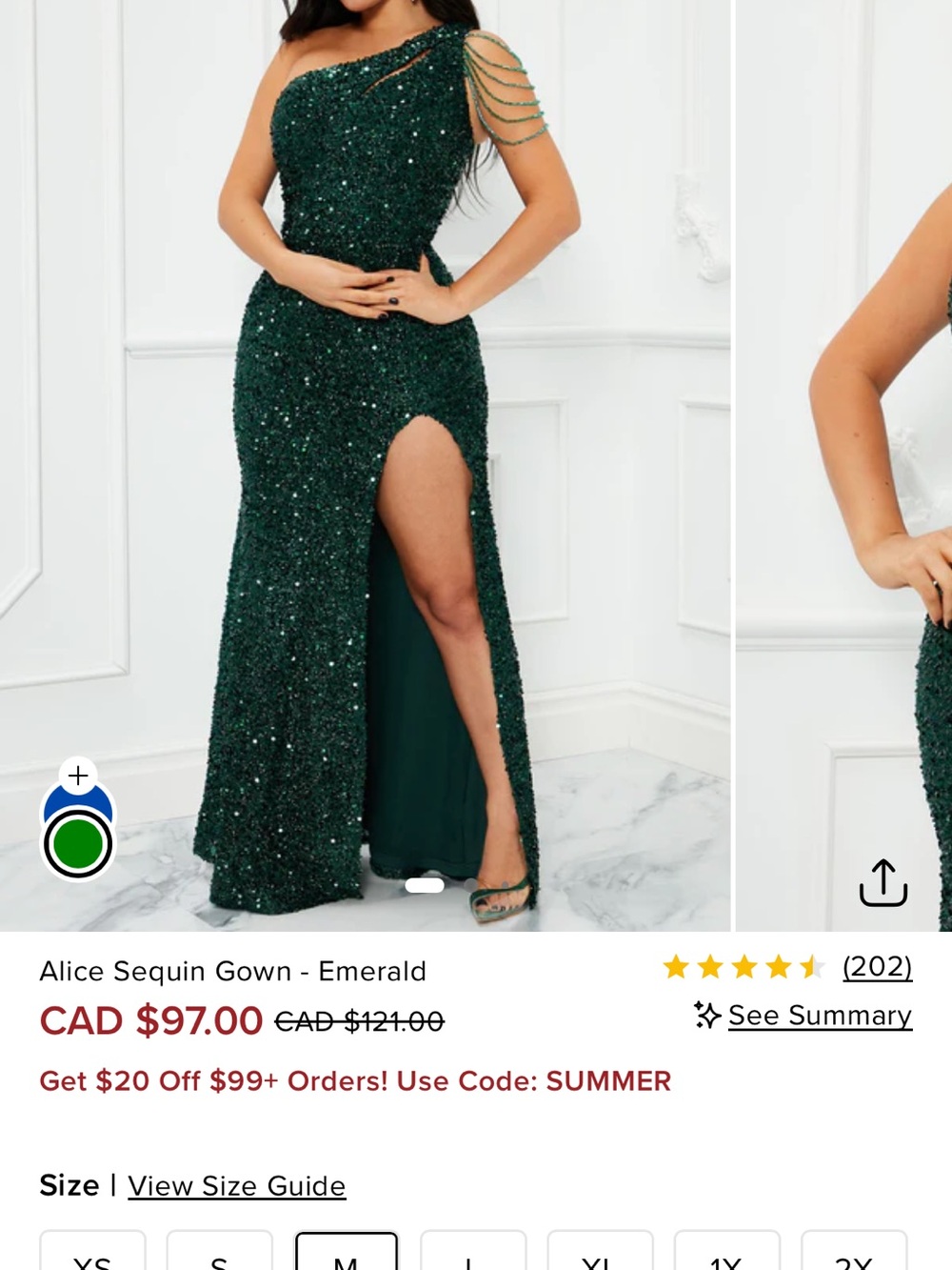 BNWT Fashion Nova Emerald One-Shoulder Sequin Gown (O $121) - Picture 7 of 8